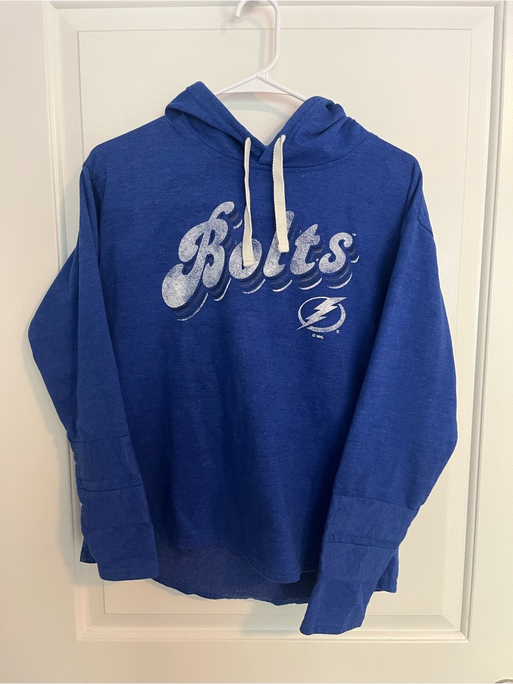 NHL Royal Blue Tampa Bay Lightning “Bolts” Ladies Hoodie with White Drawstrings